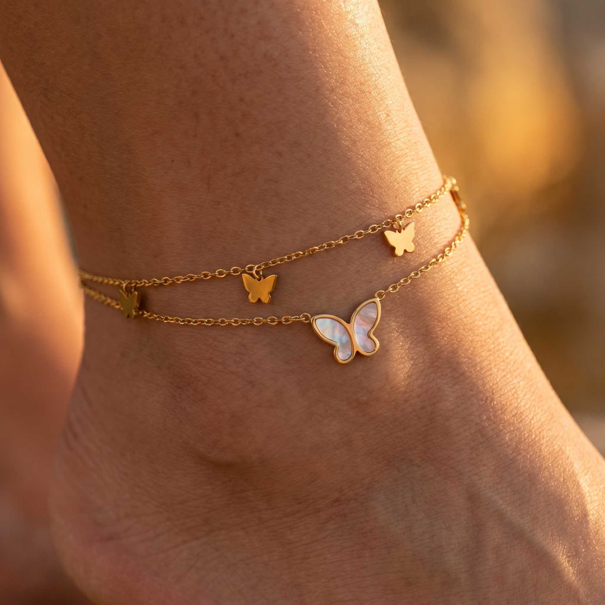 Butterfly Pearl Anklet - Image 4