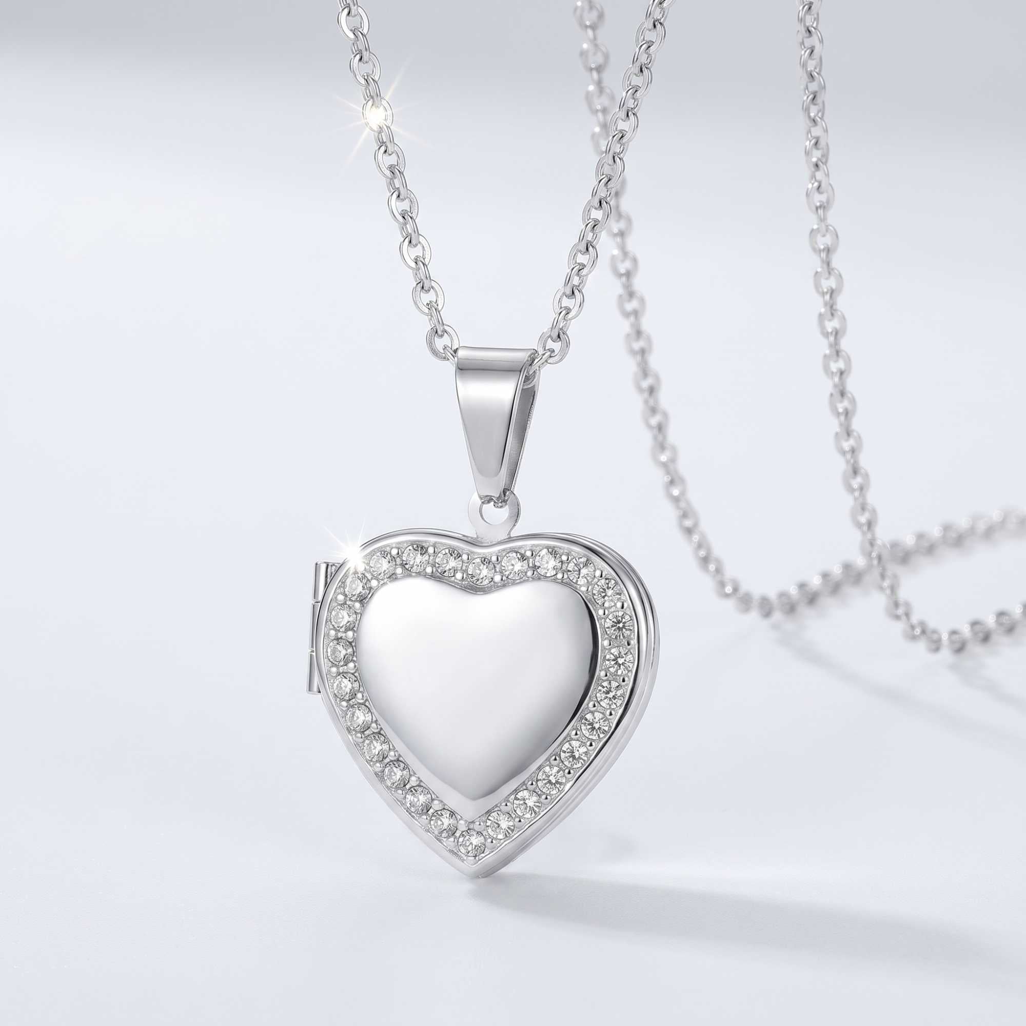 Crystal Heart Photo Locket Necklace - Image 12