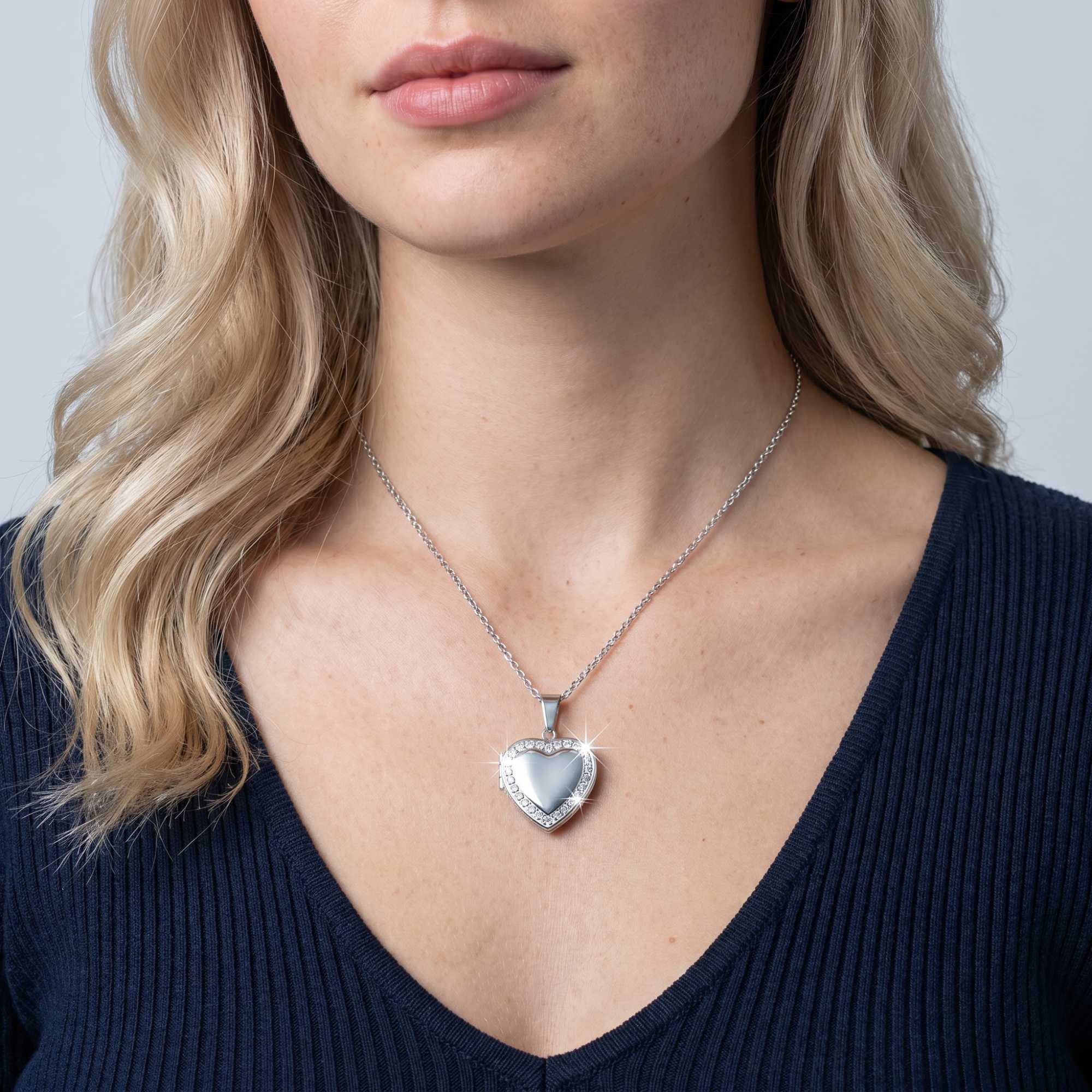 Crystal Heart Photo Locket Necklace - Image 13