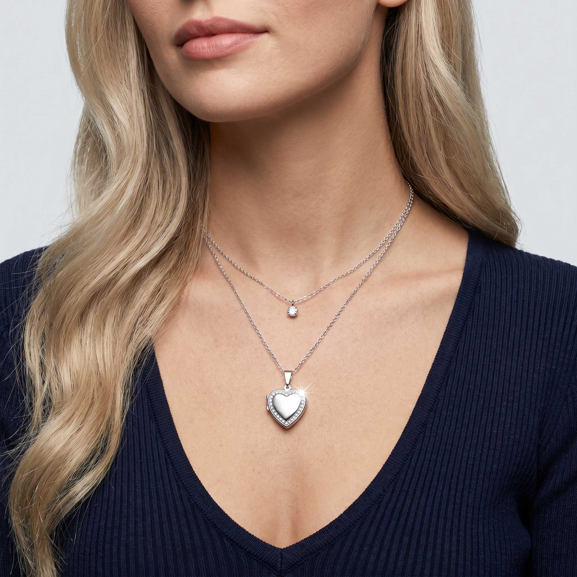 Crystal Heart Photo Locket Necklace - Image 15