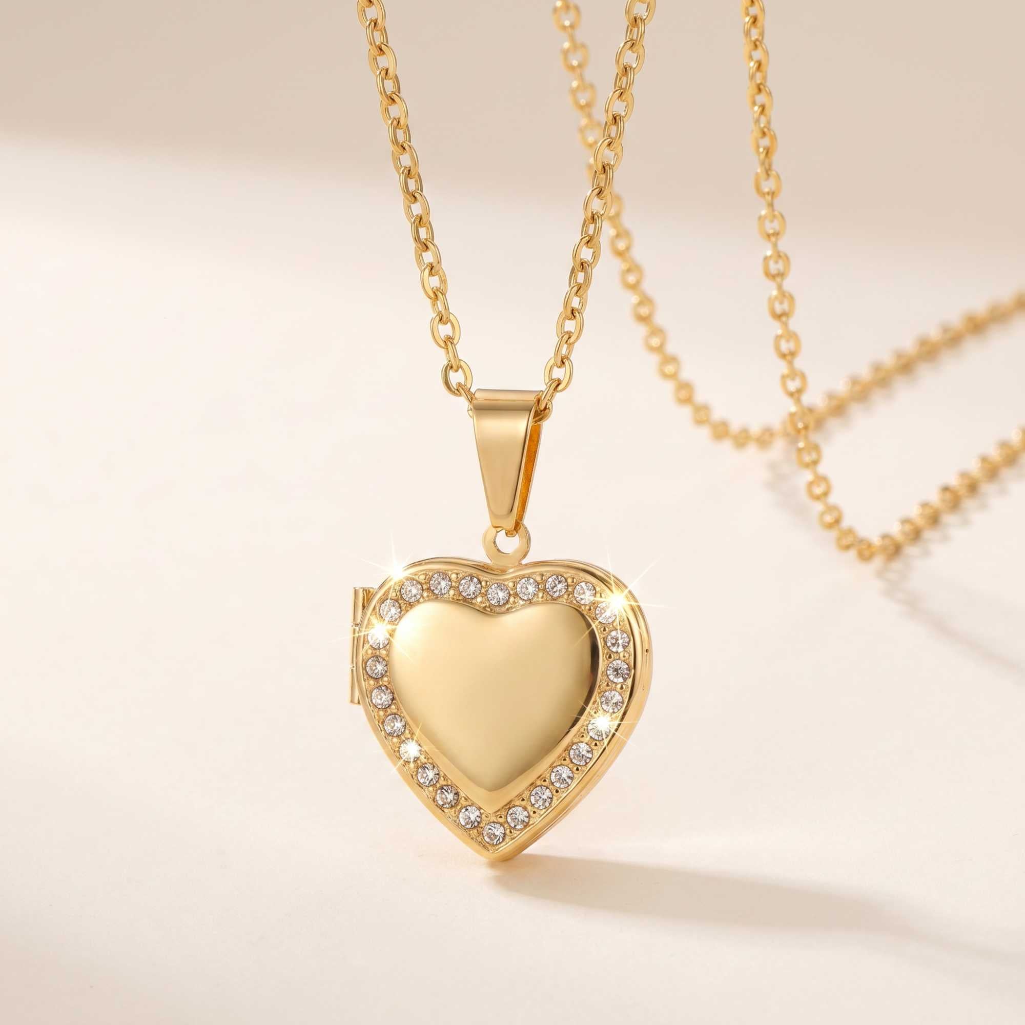 Crystal Heart Photo Locket Necklace - Image 2