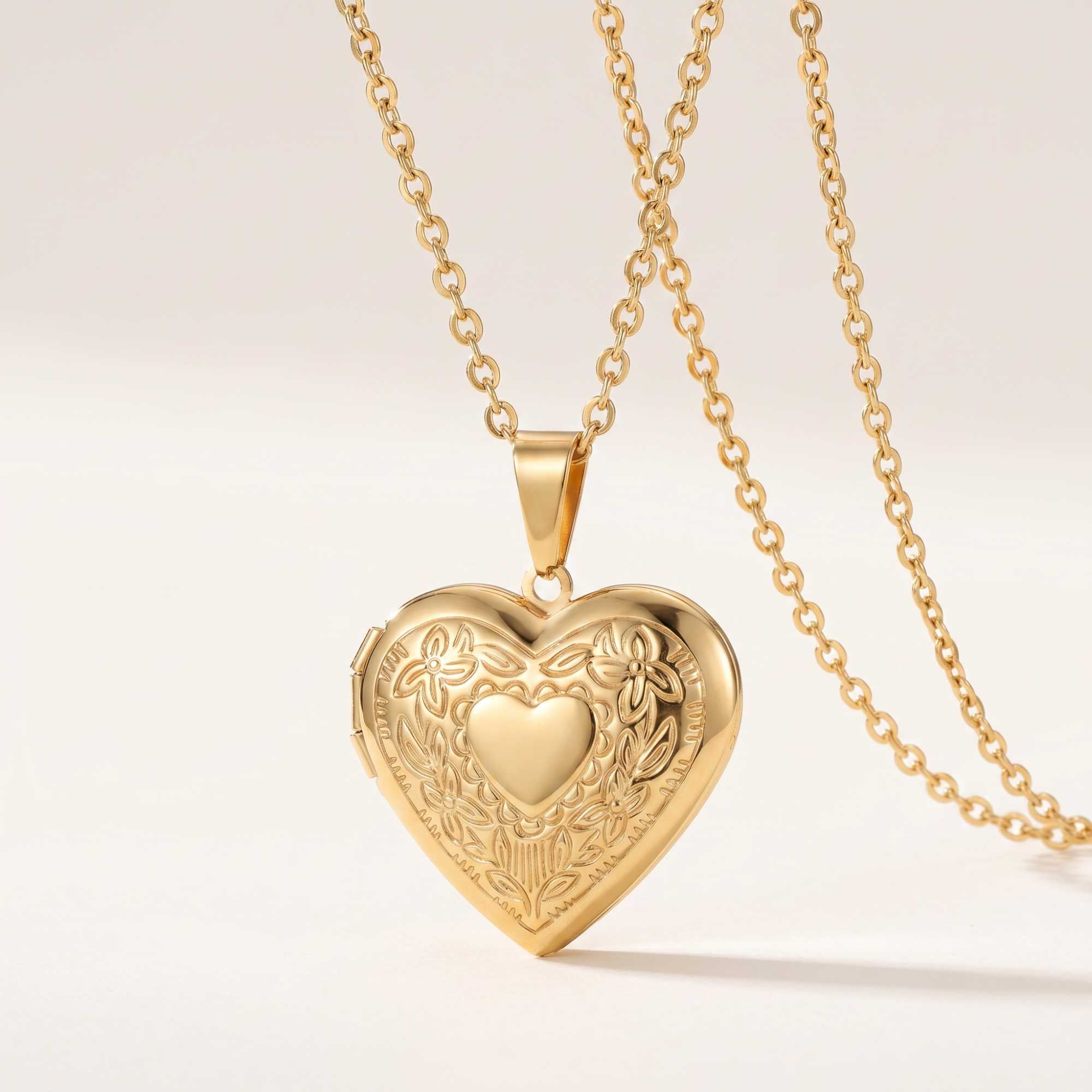 Floral Heart Photo Locket Necklace - Image 2