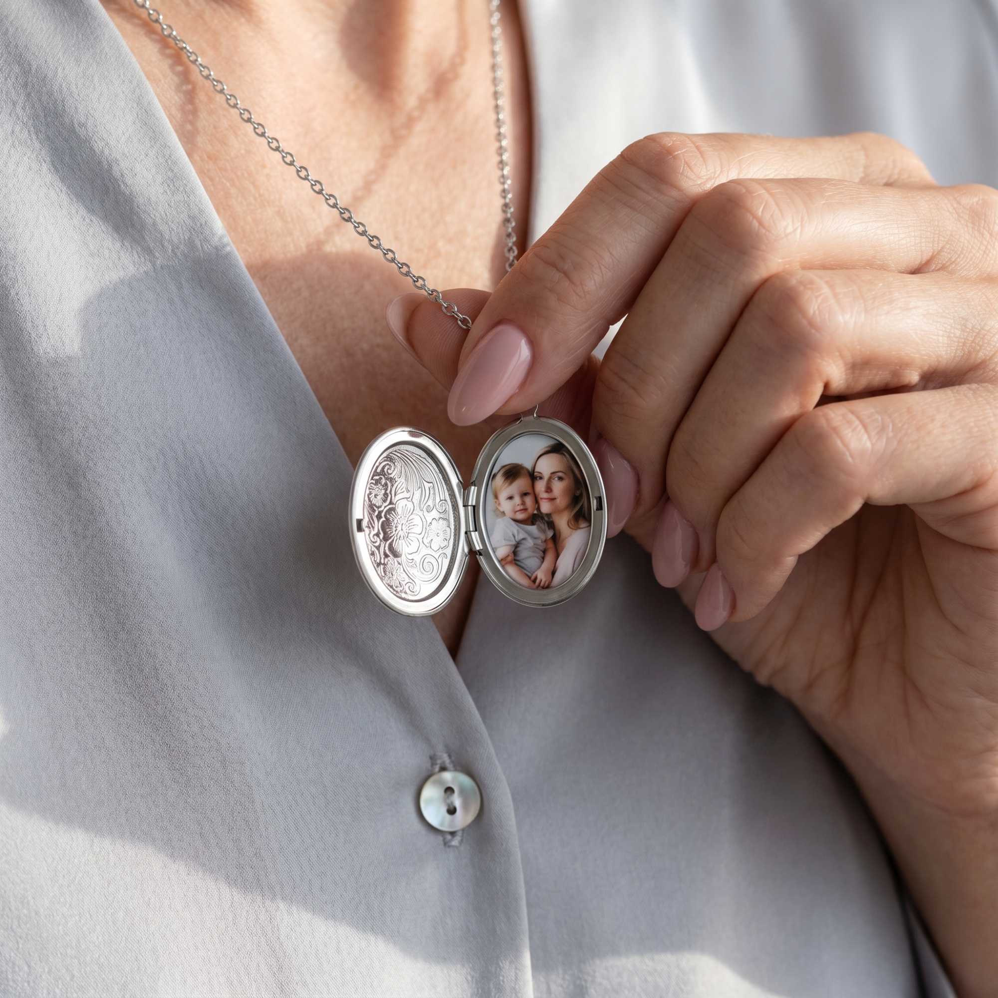 Floral Photo Locket Necklace - Image 14