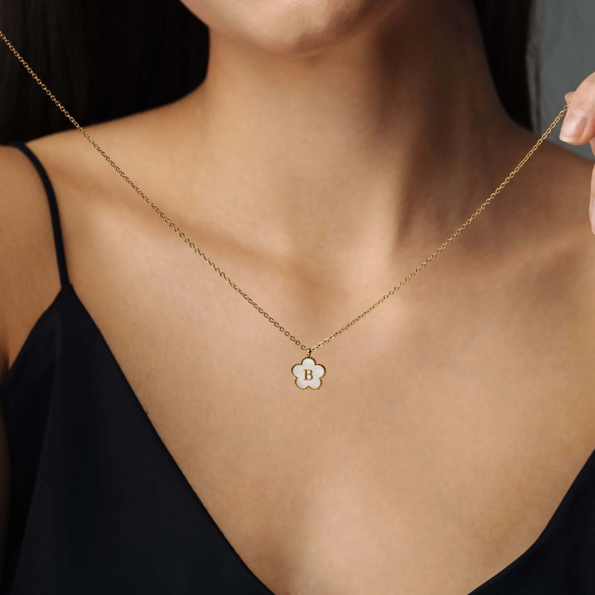Flower Initial Necklace - Image 4