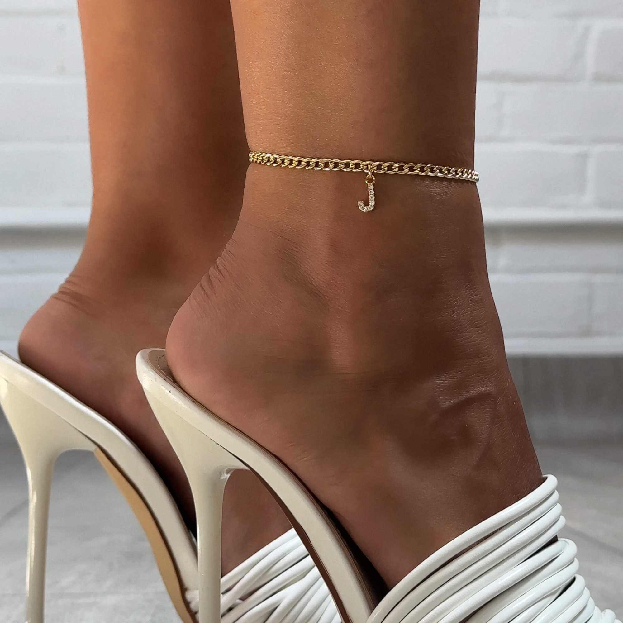 Gold Initial Anklet - Image 3