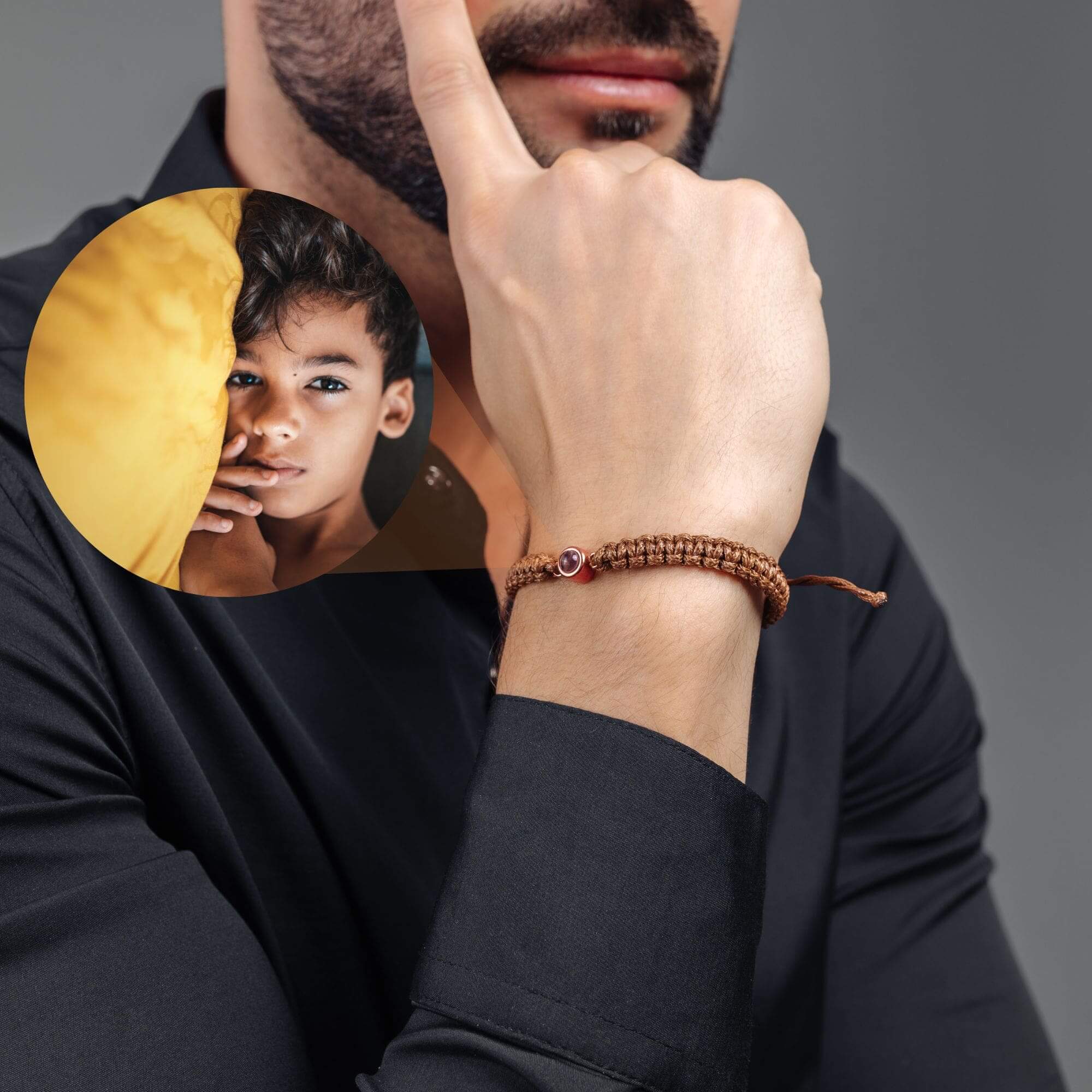 Man Brown Photo Bracelet - Image 28