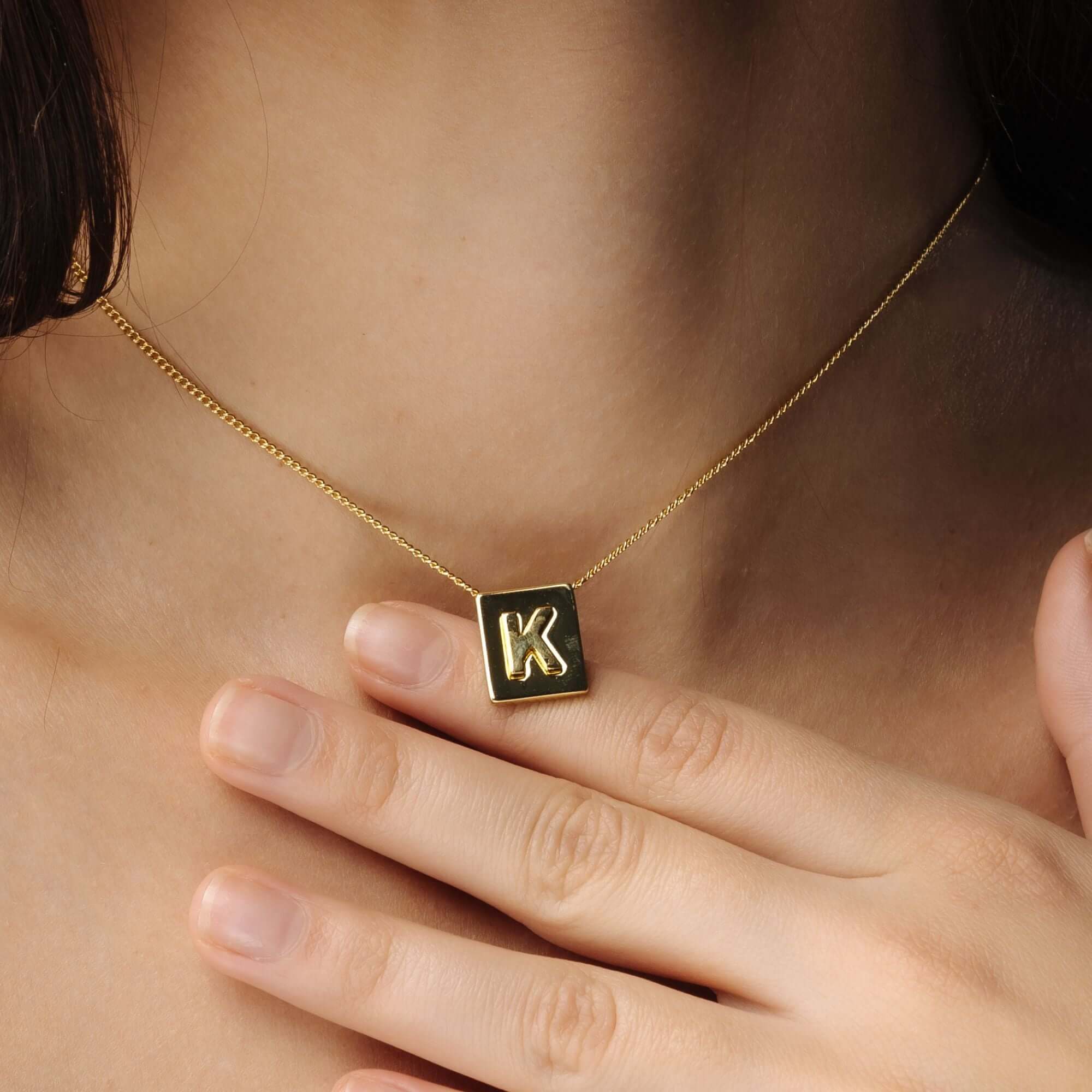 Rectangle Initial Necklace - Image 2