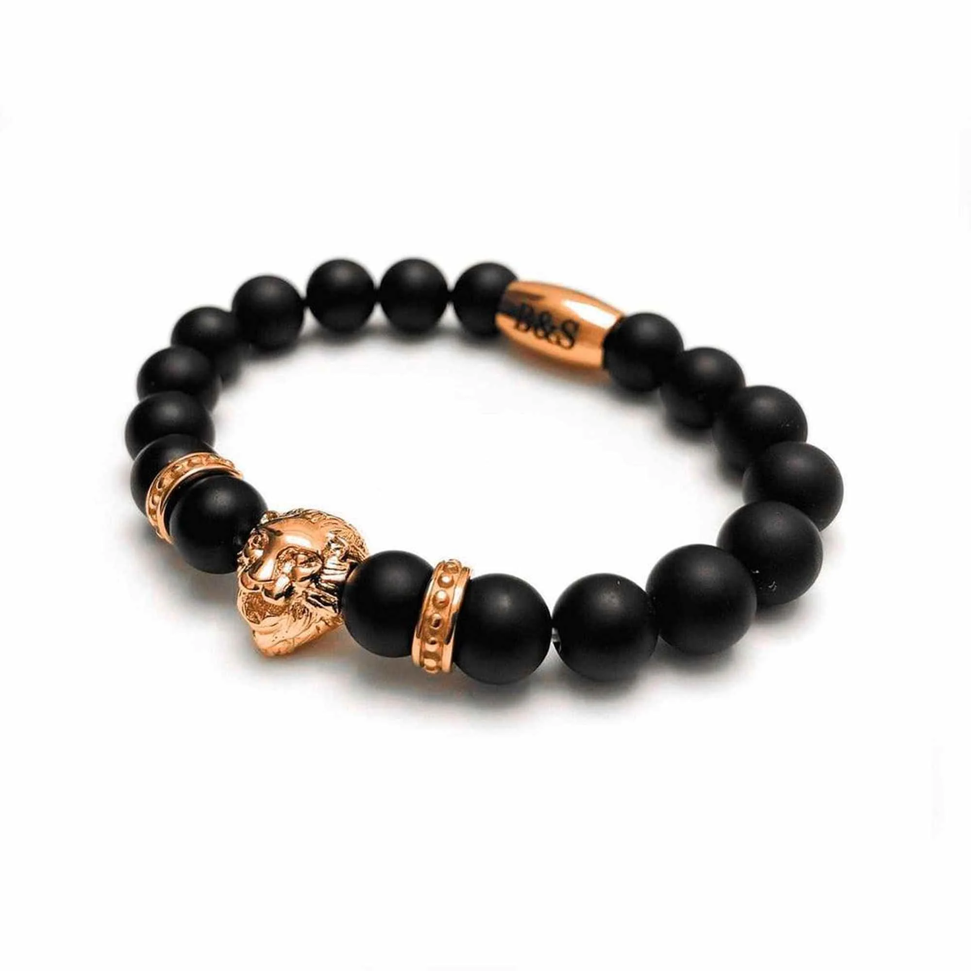 Rose Gold Lion & Black Stones Bracelet - Image 3